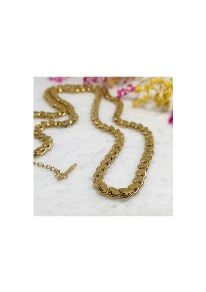 Birebir Kuyumcu Model Paslanmaz Çelik Pullu Arpa Zincir Uzun Kolye Çelik Pullu Halep Zinciri 60 cm indirimleri