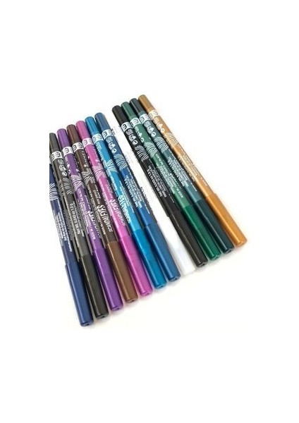 12'li Ultra Yağlı Renkli Göz Kalemi Seti Çeşitli Renkler ile Yumuşak Uç