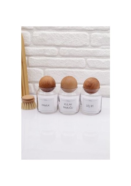 Pamuk & Kulak Pamuğu & Diş Ipi Kavanozu 300 ml 3'lü Top Kapaklı indirimleri