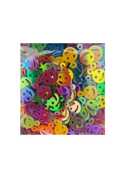 Pleksi Janjan Gülen Yüz Oya ve Işleme Plastik (Kalın) Pul 7mm. 20GR. Takriben 325-330 Adet.