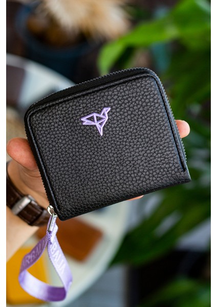 Santa El Saplı Fermuarlı Bozuk Para Gözlü Kadın Cüzdanı Lila