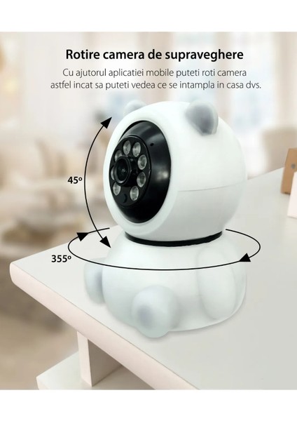 Panda Görünümlü 360° 1080P Ip Güvenlik Kamerası Gece Görüşlü Wifi Kamera