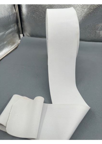 7.5 cm Dokuma Lastik-5 Metre-Beyaz