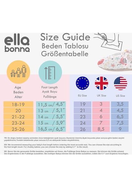 Ella Bonna Desenli Bebek Patiği, Kaydırmaz Taban, Ev Kreş Ayakkabısı Panduf, Kuş Desenli