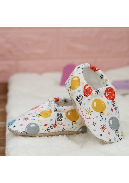 Desenli Bebek Patiği, Kaydırmaz Taban, Ev Kreş Ayakkabısı Panduf, Balonlar