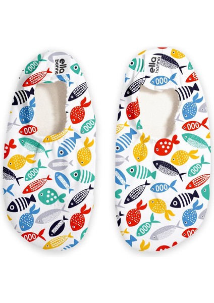 Kaydırmaz Taban, Unisex Bebek, Çocuk Deniz Ayakkabısı, Havuz Patiği, Renkli Balıklar