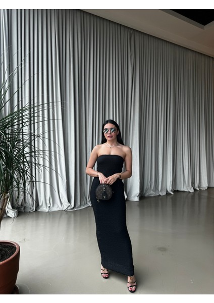 Siyah Straplez Uzun Elbise fırsatları