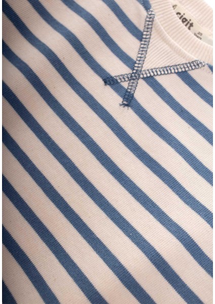 Çizgili Karyoka Detaylı Mevsimlik Sweat 2-12 Yaş Indigo Mavi modelleri