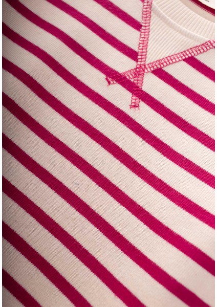 Çizgili Karyoka Detaylı Mevsimlik Sweat 2-12 Yaş Fuşya modelleri