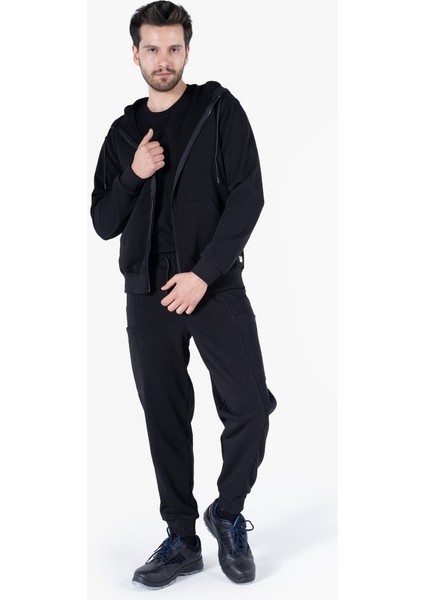 Diagonel Kapüşonlu Fermuarlı Sweatshirt