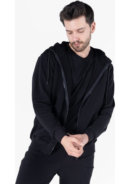 Diagonel Kapüşonlu Fermuarlı Sweatshirt fırsatları
