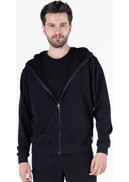 Diagonel Kapüşonlu Fermuarlı Sweatshirt indirimleri