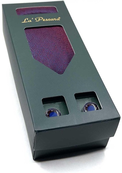 Bordo - Lacivert Mendilli Kravat Bordo Kol Düğmesi Seti OS567 fiyatları