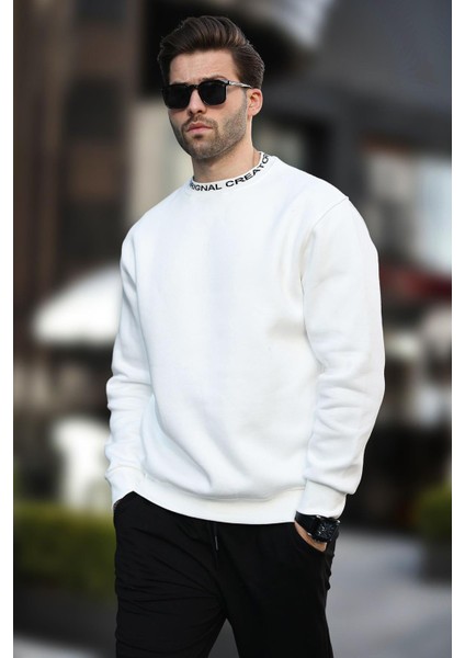 Ekru Bisiklet Yaka Şardonlu Erkek Sweatshirt 7047 fiyatları
