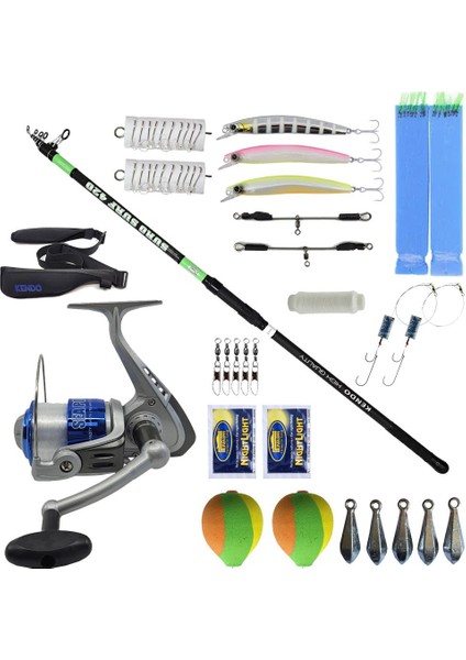 Full Takım Olta Seti Kendo Suro Surf 420CM 100-200GR Teleskopik Olta Kamışı&kendo Sea Power 6000 Olta Makinesi
