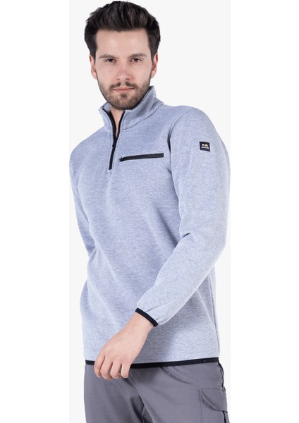 Yıldırımlar 3 İplik Dik Yakalı Fermuarlı Sweatshirt