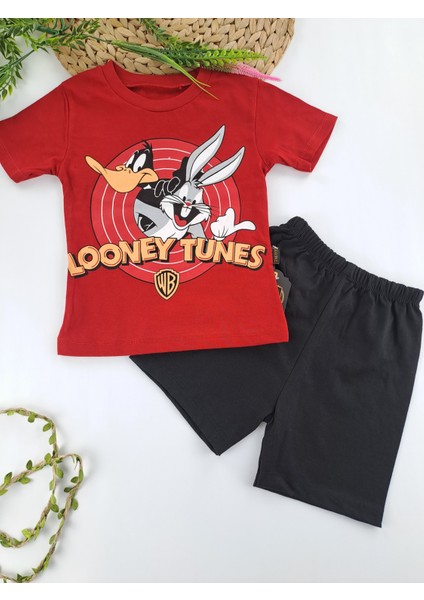 Erkek Çocuk Tişort Şort Ikili Takım Yazlık Loonet Tunes Buggs Buny Donald Duck Baskılı Pamuklu