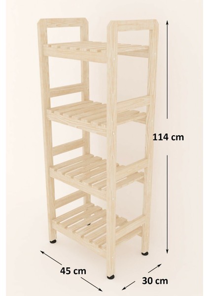 Tekno Trust Açık Raflı Ahşap Banyo Dolabı 4 Katlı Havluluk 114X45X30 cm Ahşap Lacivert 110 x 59 x 32 Set