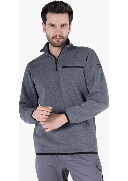 Yıldırımlar 3 İplik Dik Yakalı Fermuarlı Sweatshirt