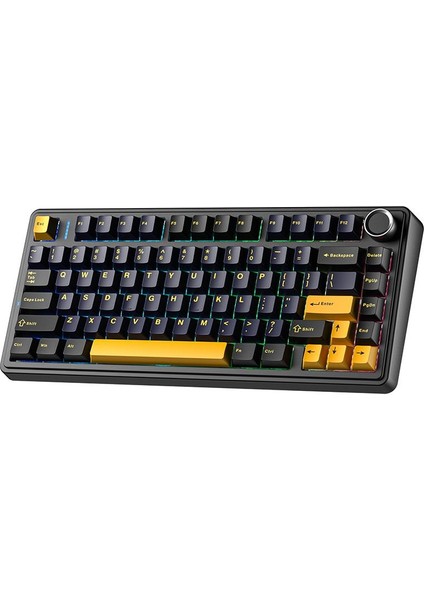 F75 Mekanik Rgb Tkl Gray Switch Kablosuz Makrolu Hot Swap Klavye Siyah