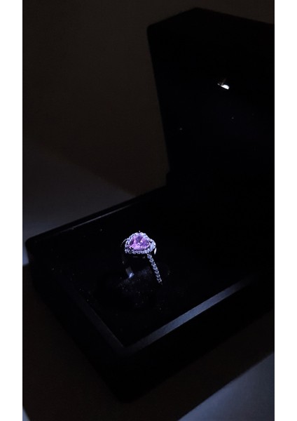 Gümüş Rodyumlu Pırlanta Modeli Pembe Zirkon Taşlı Kalp Kolye Yüzük Küpe Takı Seti modelleri