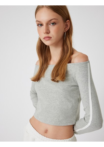 Madonna Yaka Tişört Crop Uzun Kollu Biyeli Slim Fit fiyatları