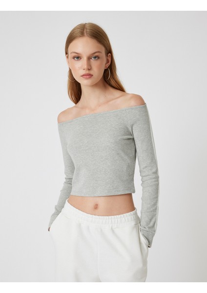 Madonna Yaka Tişört Crop Uzun Kollu Biyeli Slim Fit modelleri