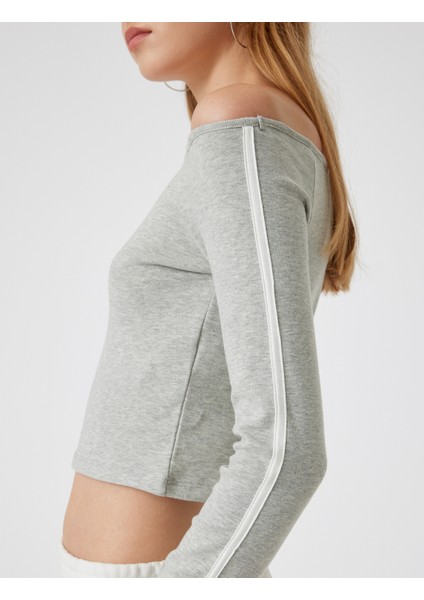 Madonna Yaka Tişört Crop Uzun Kollu Biyeli Slim Fit indirimleri