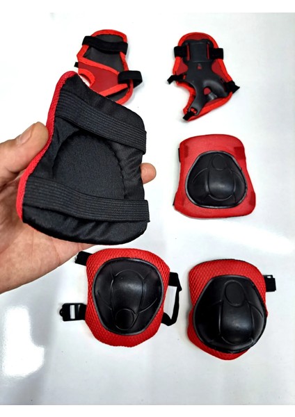 Çocuk Dizlik Dirsek El Koruyucu Set Güvenlik Aksesuarları Dizlik Dirseklik El Koruma 4-12 Yaş 29X19