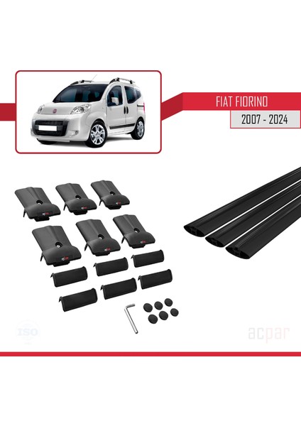 Fiat Fiorino 2007 ve Sonrası ile Uyumlu Fly Model Ara Atkı Tavan Barı Siyah 3 Adet Bar indirimleri