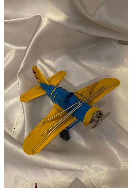 Metal Uçak Dekoratif Maket El Yapımı Oyuncak Teyyare Planör Sarı Lacivert Fenerbahçe Sarı Kanarya fiyatları
