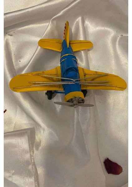 Metal Uçak Dekoratif Maket El Yapımı Oyuncak Teyyare Planör Sarı Lacivert Fenerbahçe Sarı Kanarya indirimleri