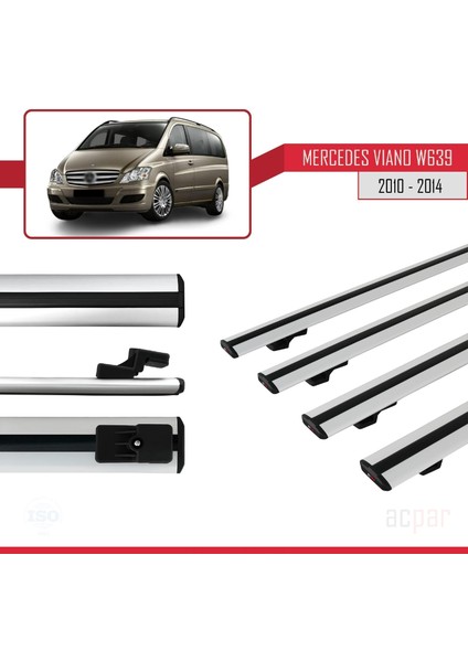 Mercedes Viano 2010-2014 Arası ile Uyumlu Basıc Model Ara Atkı Tavan Barı Gri 4 Adet modelleri