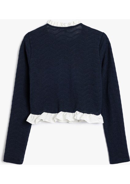 Hırka Dik Yaka Fırfır Detaylı Düğmeli Uzun Kollu fiyatları