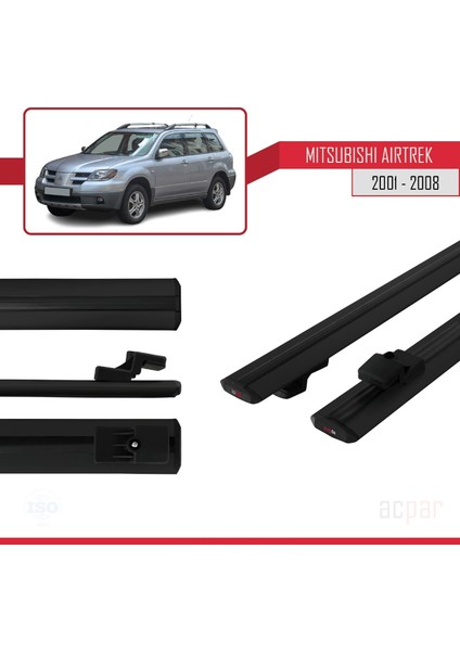 Mitsubishi Airtrek 2001-2008 Arası ile Uyumlu Basıc Model Universal Ara Atkı Tavan Barı Siyah 2 Adet modelleri