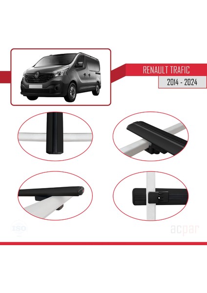 Renault Trafic 2014 ve Sonrası ile Uyumlu Basıc Model Ara Atkı Tavan Barı Siyah 4 Adet