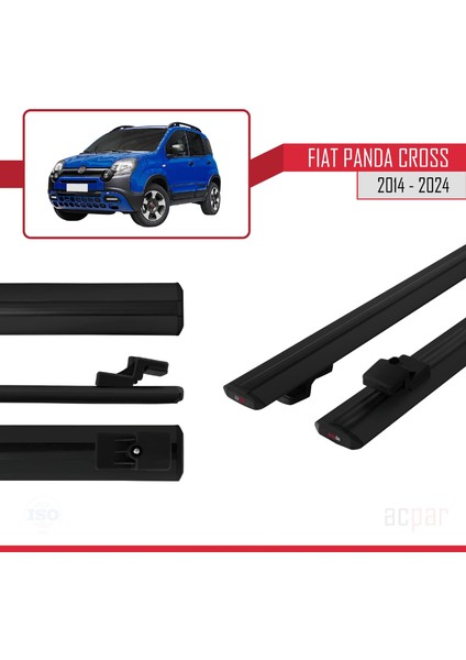 Fiat Panda Cross 2014 ve Sonrası ile Uyumlu Basıc Model Ara Atkı Tavan Barı Siyah