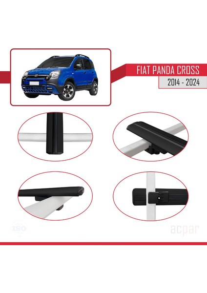 Fiat Panda Cross 2014 ve Sonrası ile Uyumlu Basıc Model Ara Atkı Tavan Barı Siyah