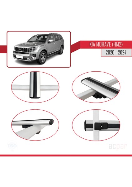 Kia Mohave (Hm2) 2020 ve Sonrası ile Uyumlu Basıc Model Universal Ara Atkı Tavan Barı Gri 3 Adet