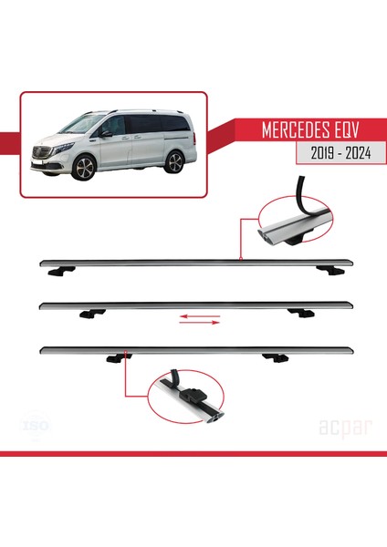 Mercedes Eqv (W447) 2019 ve Sonrası ile Uyumlu Basıc Model Ara Atkı Tavan Barı Gri indirimleri