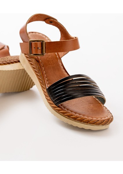 Siyah Ortopedik Deri Dolgu Kadın Sandalet fiyatları