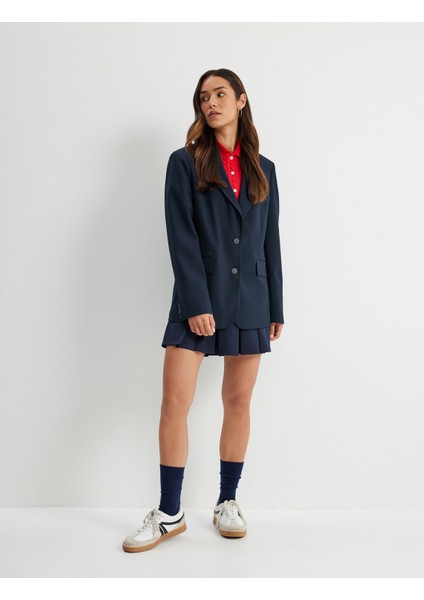 Uzun Oversize Blazer Ceket Cep Detaylı Düğmeli fiyatları