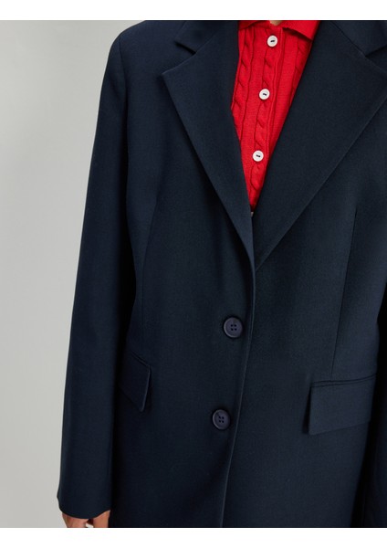 Uzun Oversize Blazer Ceket Cep Detaylı Düğmeli indirimleri