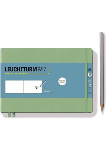 LEUCHTTURM1917 Sketchbook Landscape Medium A5 112 Pages 210 X 145 MM SAGE 370357