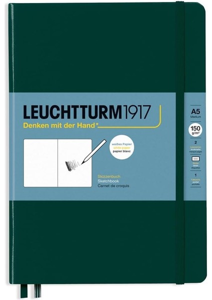 LEUCHTTURM1917 Medium (A5) 112 Pages 150 Gsm Sketchbook Eskiz Defteri - Forest Green 370355