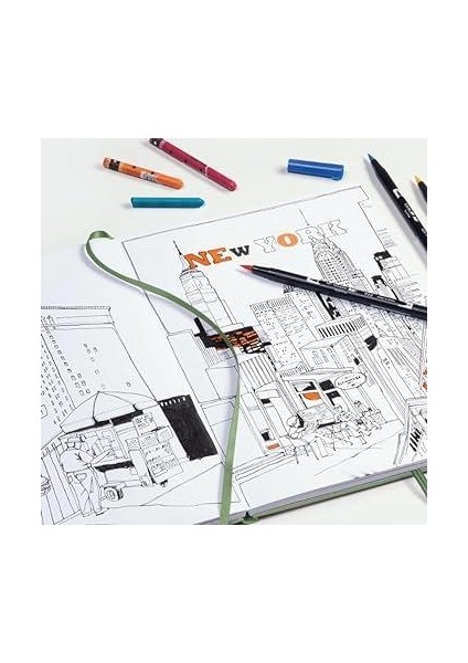 LEUCHTTURM1917 Medium (A5) 112 Pages 150 Gsm Sketchbook Eskiz Defteri - Forest Green 370355 indirimleri