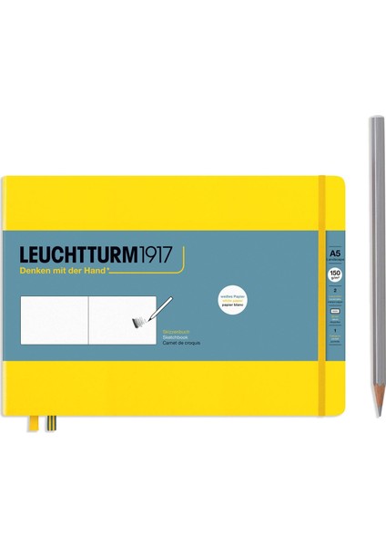 LEUCHTTURM1917 Sketchbook Landscape Medium A5 112 Pages 210 X 145 MM LEMON 362368