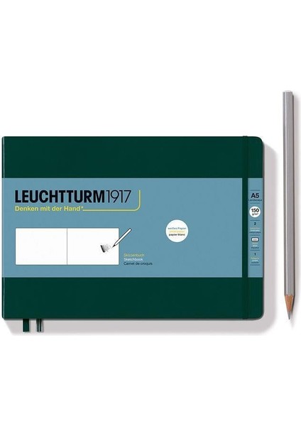 LEUCHTTURM1917 Sketchbook Landscape Medium A5 112 Pages 210 X 145 MM FOREST Green 370358