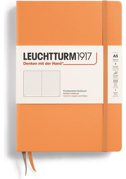 Leuchttrum 1917 Medium(A5) Sert Kapak, 251 Numaralandırılmış Noktalı Sayfa Defter Apricot 369780