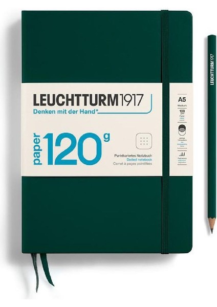 Leuchttrum 1917 Superior Paper Edition 120 G/m² Sert Kapak A5 Noktalı Forest Green 370341